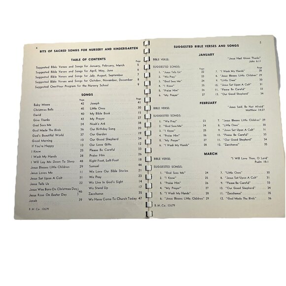 Bits of Sacred Songs For Nursery and Kindergarten Mattie Timmons Wood Spiral '61 - Picture 8 of 12